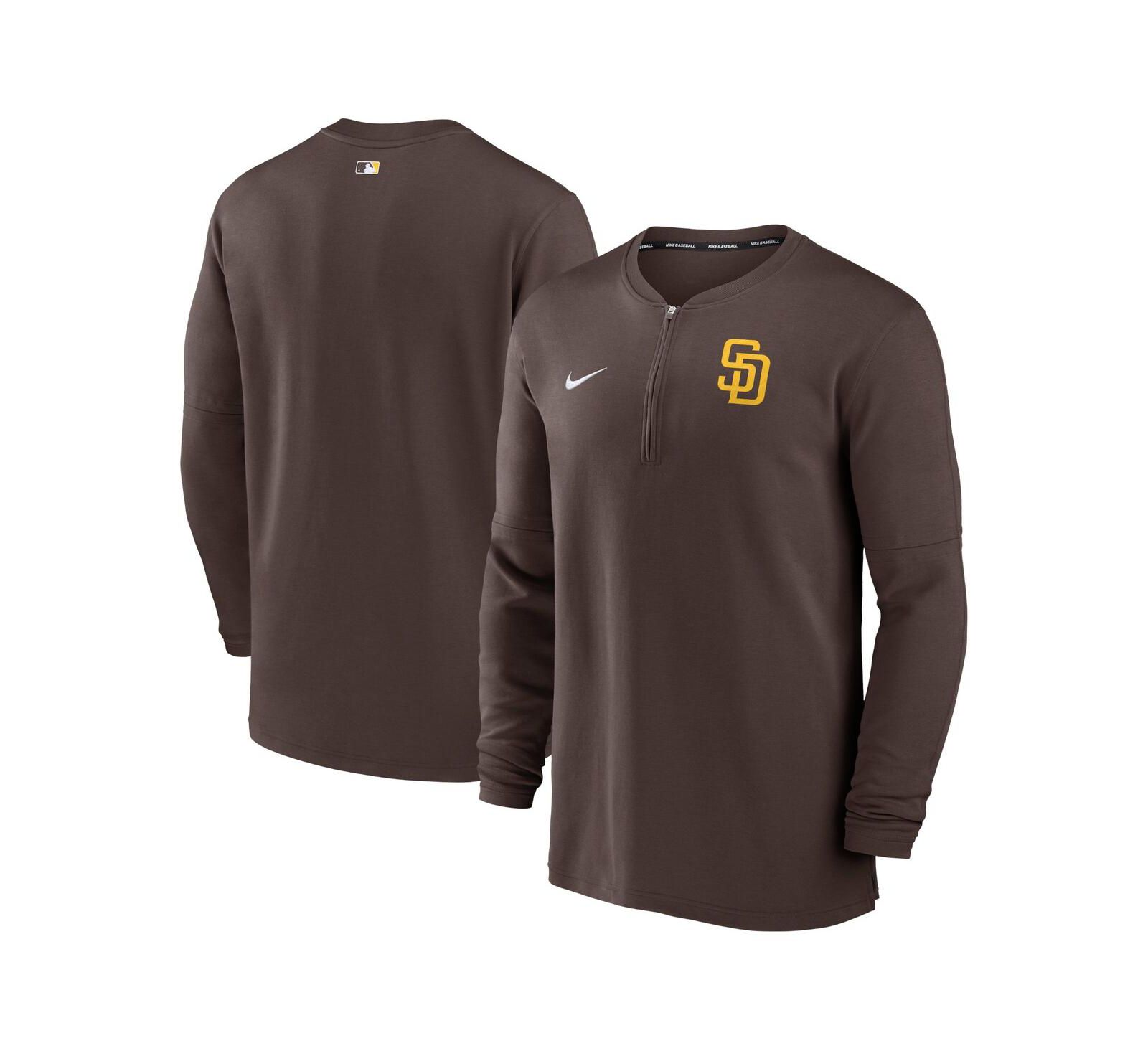 Мужская рубашка Nike San Diego Padres Authentic Collection Game Time Performance Quarter-Zip Top коричневого цвета