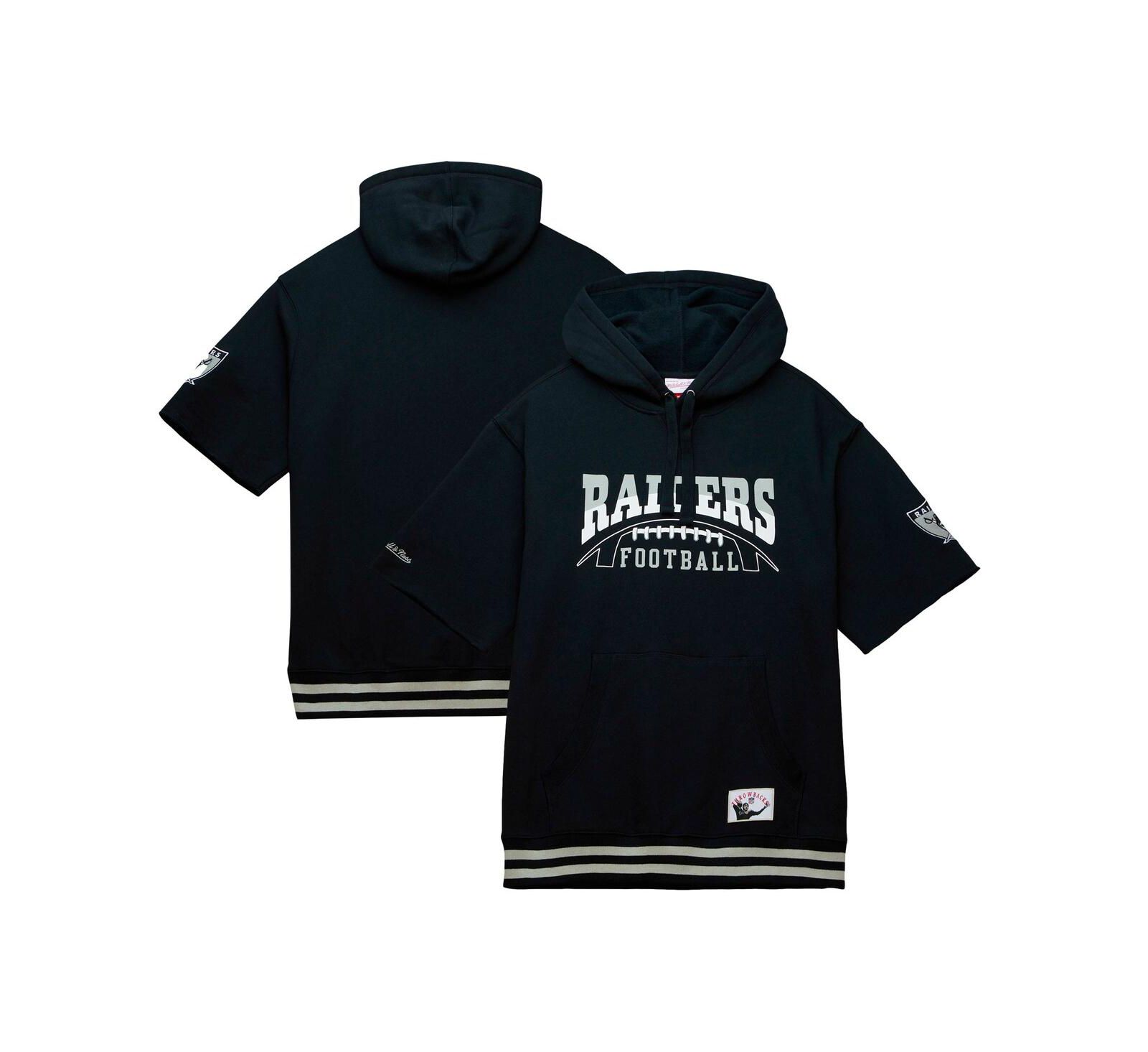 Men's Mitchell & Ness Black Las Vegas Raiders Pre-Game Short Sleeve Pullover Hoodie