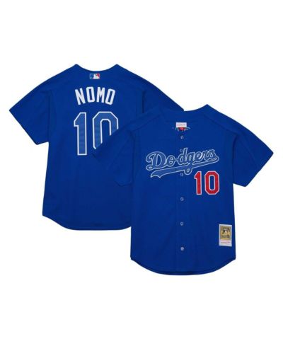Мужская джерси Mitchell & Ness Hideo Nomo Royal Distressed Los Angeles Dodgers Cooperstown Collection 2004 Batting Practice