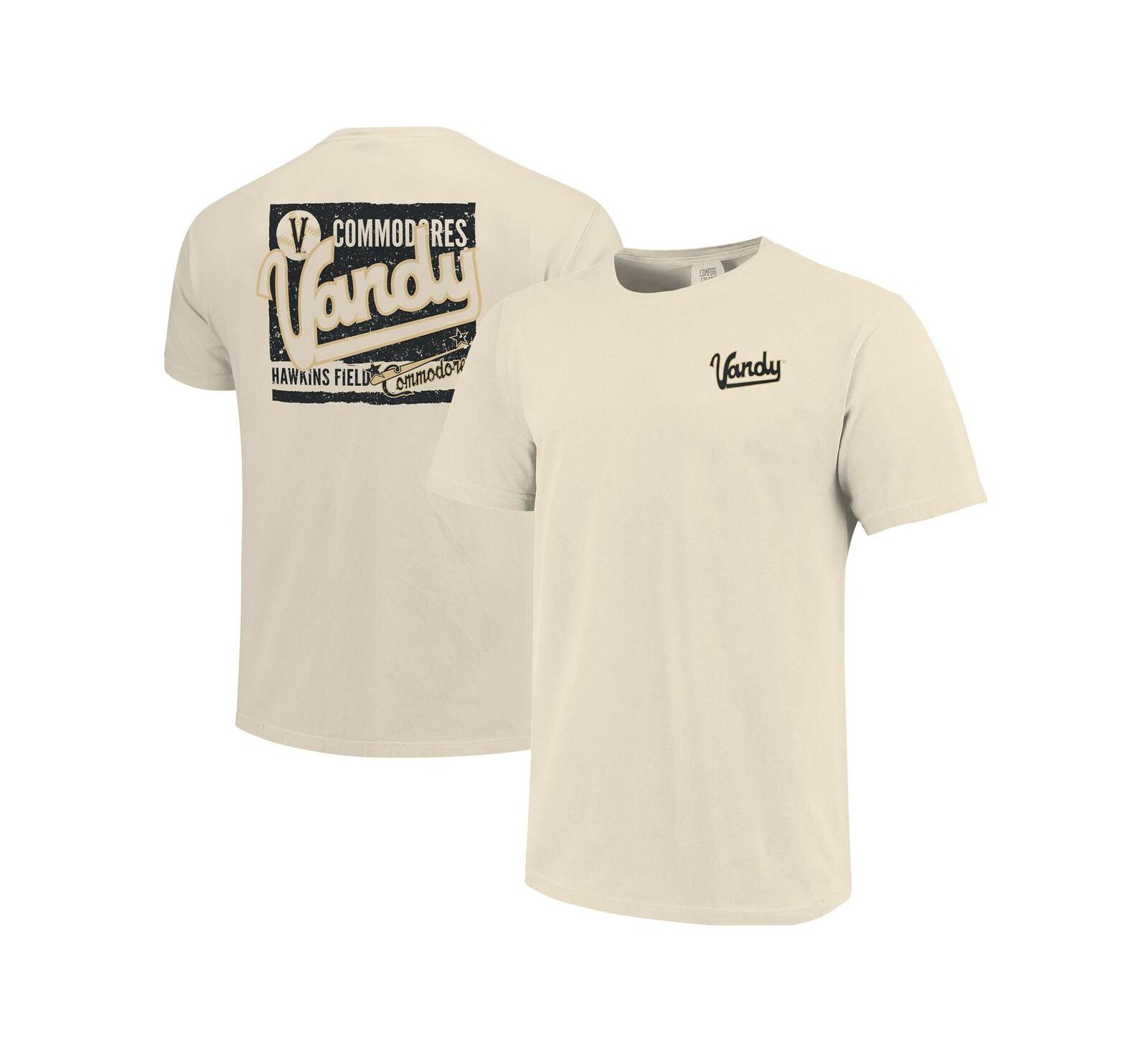 Мужская футболка Image One Cream Distressed Vanderbilt Commodores Baseball Throwback Comfort Color