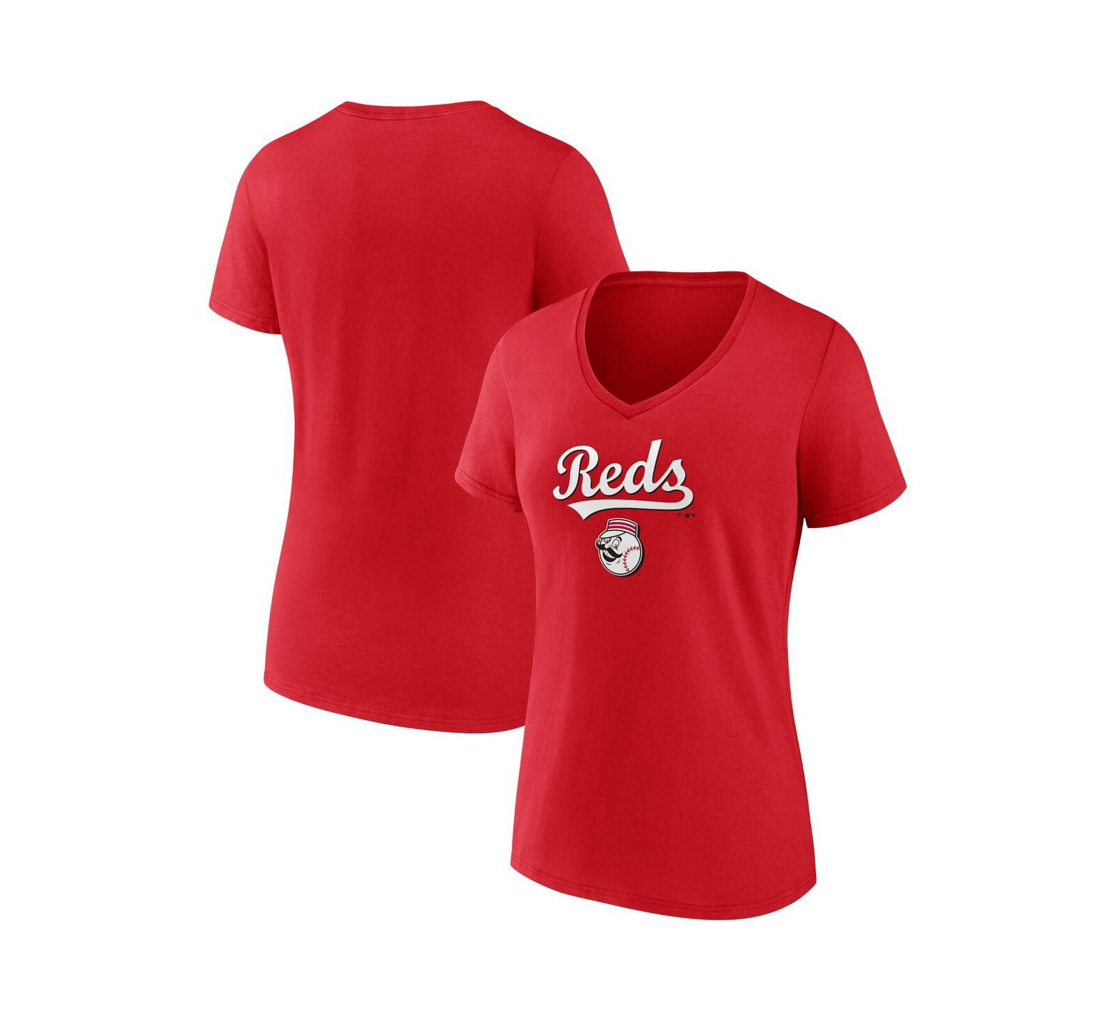 Женская футболка Fanatics Red Cincinnati Reds с V-образным вырезом