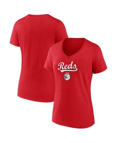 Женская футболка Fanatics Red Cincinnati Reds с V-образным вырезом