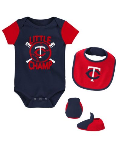 Комплект из 3 предметов (боди, нагрудник, пинетки) для новорожденных Minnesota Twins, темно-синий/красный