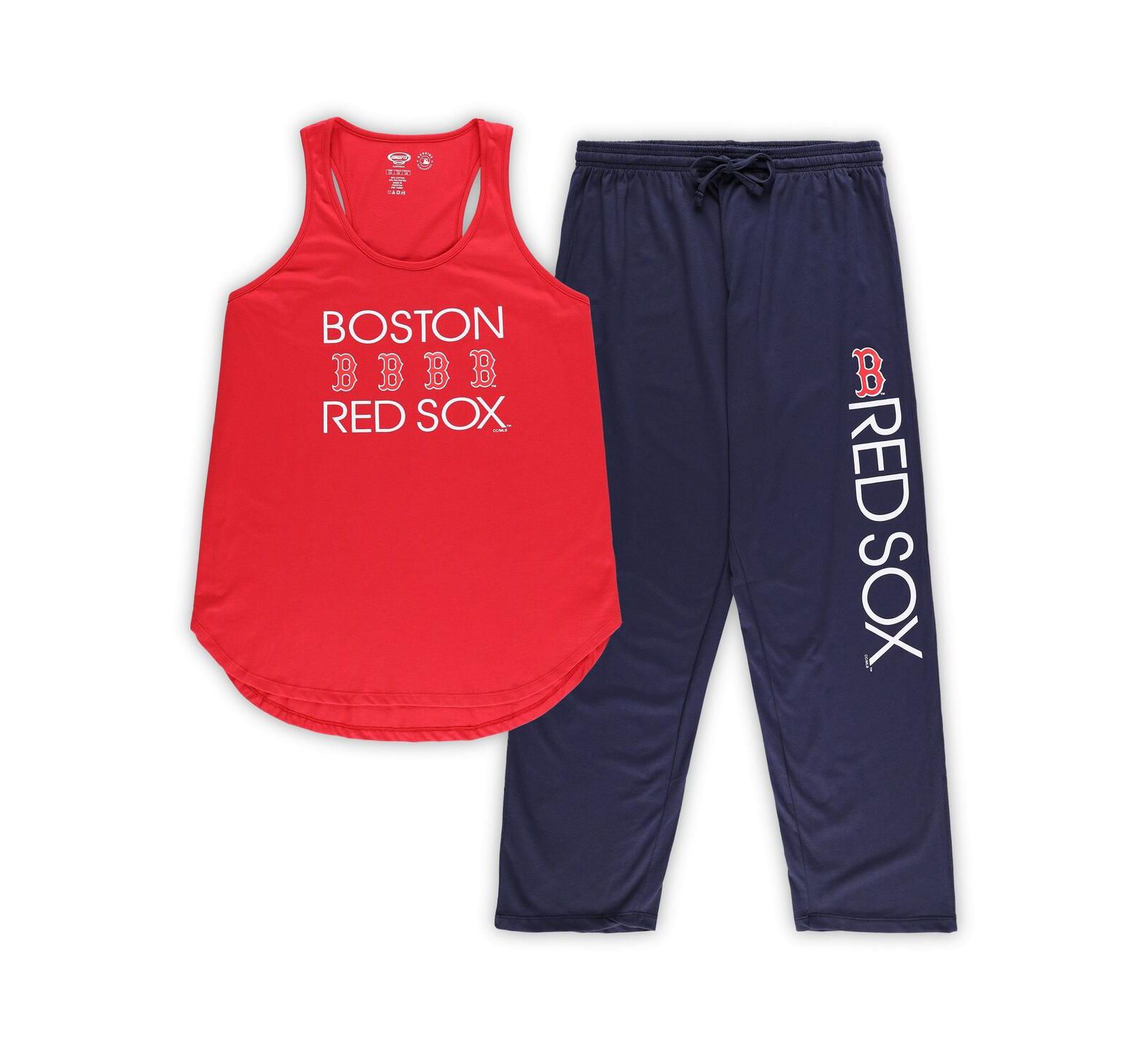 Women's Concepts Sport Red, Navy Boston Red Sox Plus Size Meter Tank Top and Pants Sleep Set