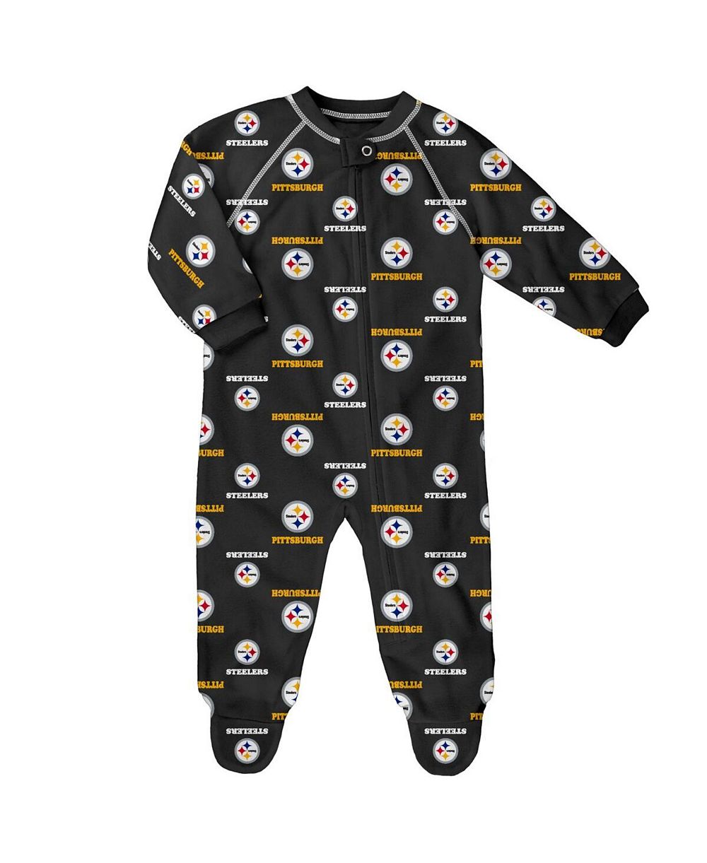 Детский джемпер Outerstuff Black Pittsburgh Steelers Allover Print Raglan Full-Zip