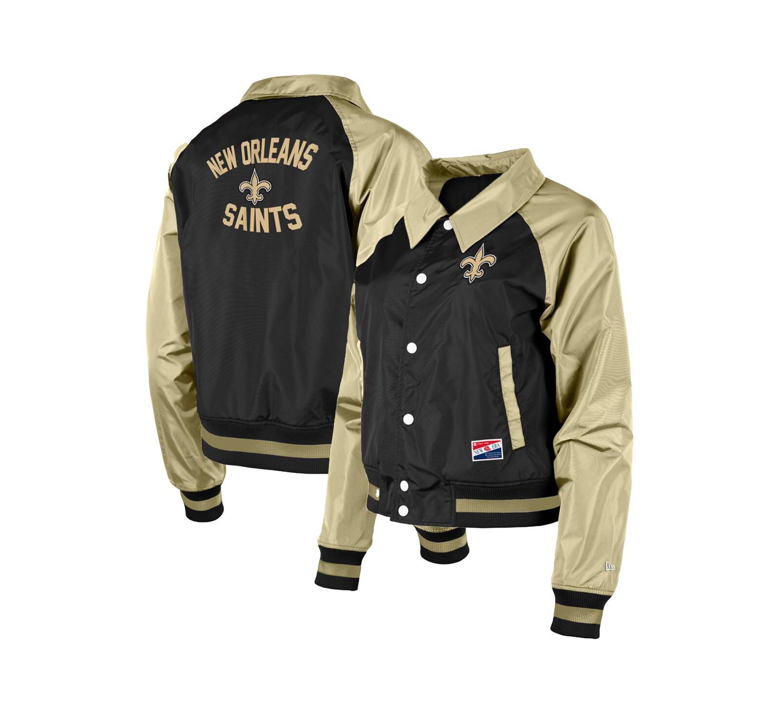 Women's New Era Black New Orleans Saints Coaches Raglan Full-Snap Jacket