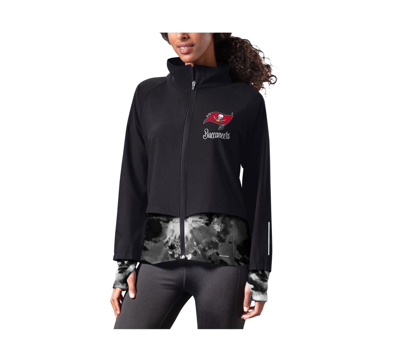 Women's MSX by Michael Strahan Black Tampa Bay Buccaneers Grace Raglan Full-Zip Running Jacket
