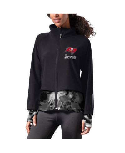 Women's MSX by Michael Strahan Black Tampa Bay Buccaneers Grace Raglan Full-Zip Running Jacket
