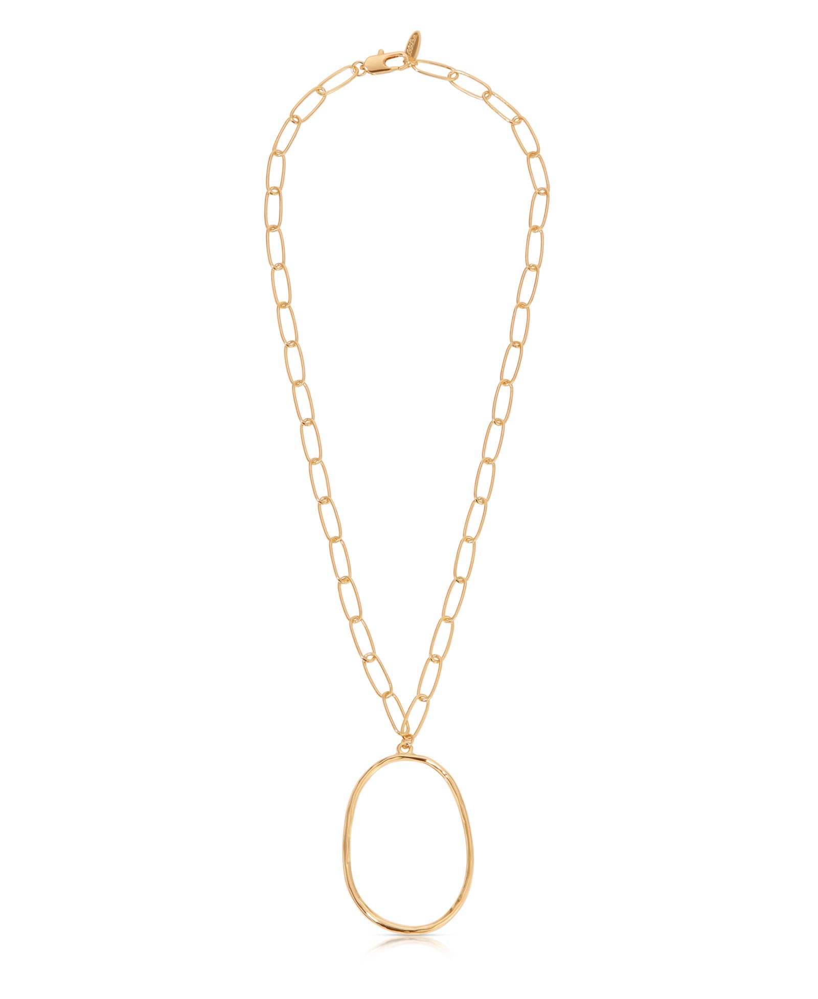 ETTIKA Large 18K Gold-Plated Oval Pendant Chain Link Necklace