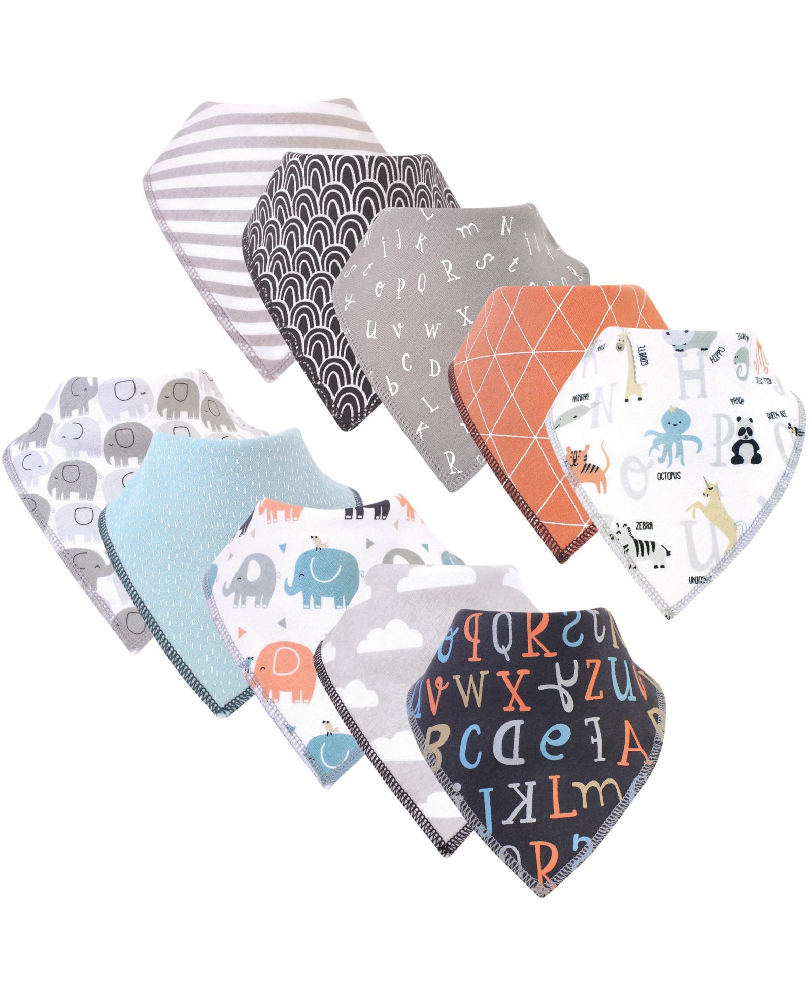 Hudson Baby 10Pk Pleated Bandana Bibs