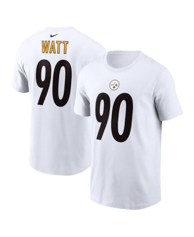 Men's Nike T.J. Watt White Pittsburgh Steelers Player Name and Number T-shirt