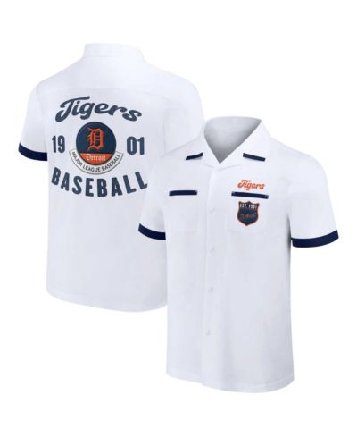 Men's Darius Rucker Collection by Fanatics White Detroit Tigers Bowling Button-Up Shirt