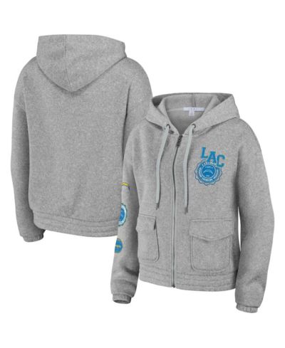 Women's WEAR by Erin Andrews Heather Gray Los Angeles Chargers Full-Zip Hoodie
