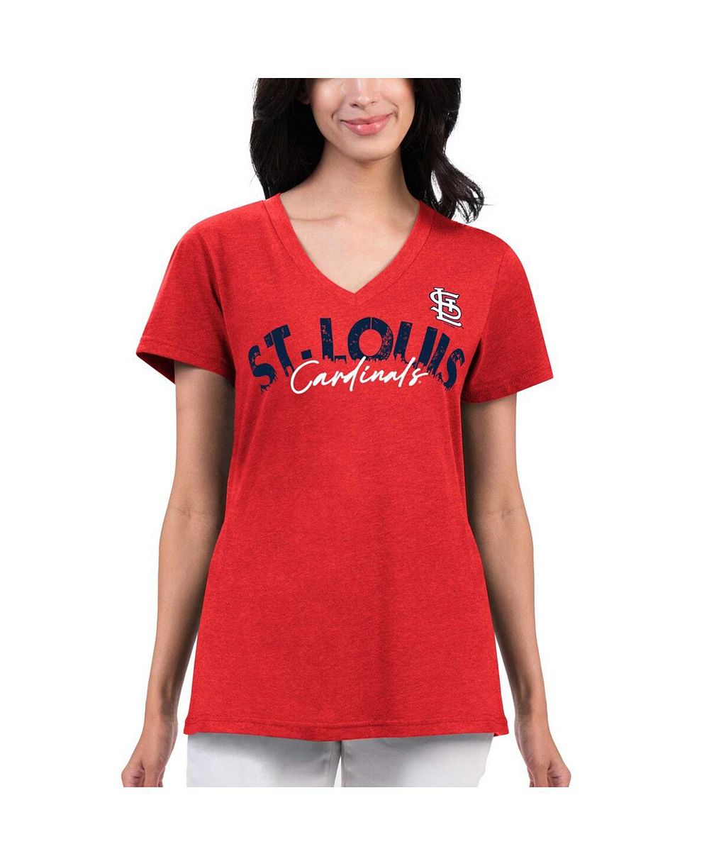 Женская футболка G-III 4Her by Carl Banks St. Louis Cardinals Key Move V-Neck Red Distressed