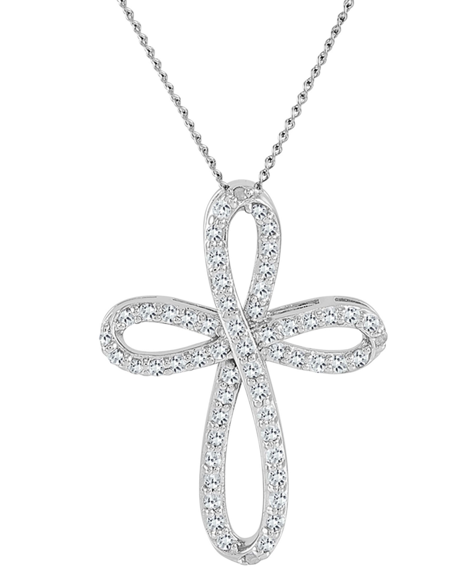 Подвеска-кулон с бриллиантами curved openwork cross 18" в sterling silver (1/2 ct. t.w.)