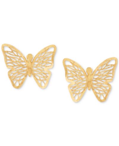Серьги-гвоздики Italian Gold Filigree Openwork Butterfly в 10k Gold