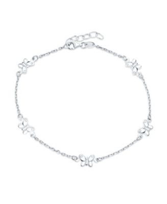 Bling Jewelry Garden Butterfly Station Charms Anklet Foot Ankle Bracelet Sterling Silver