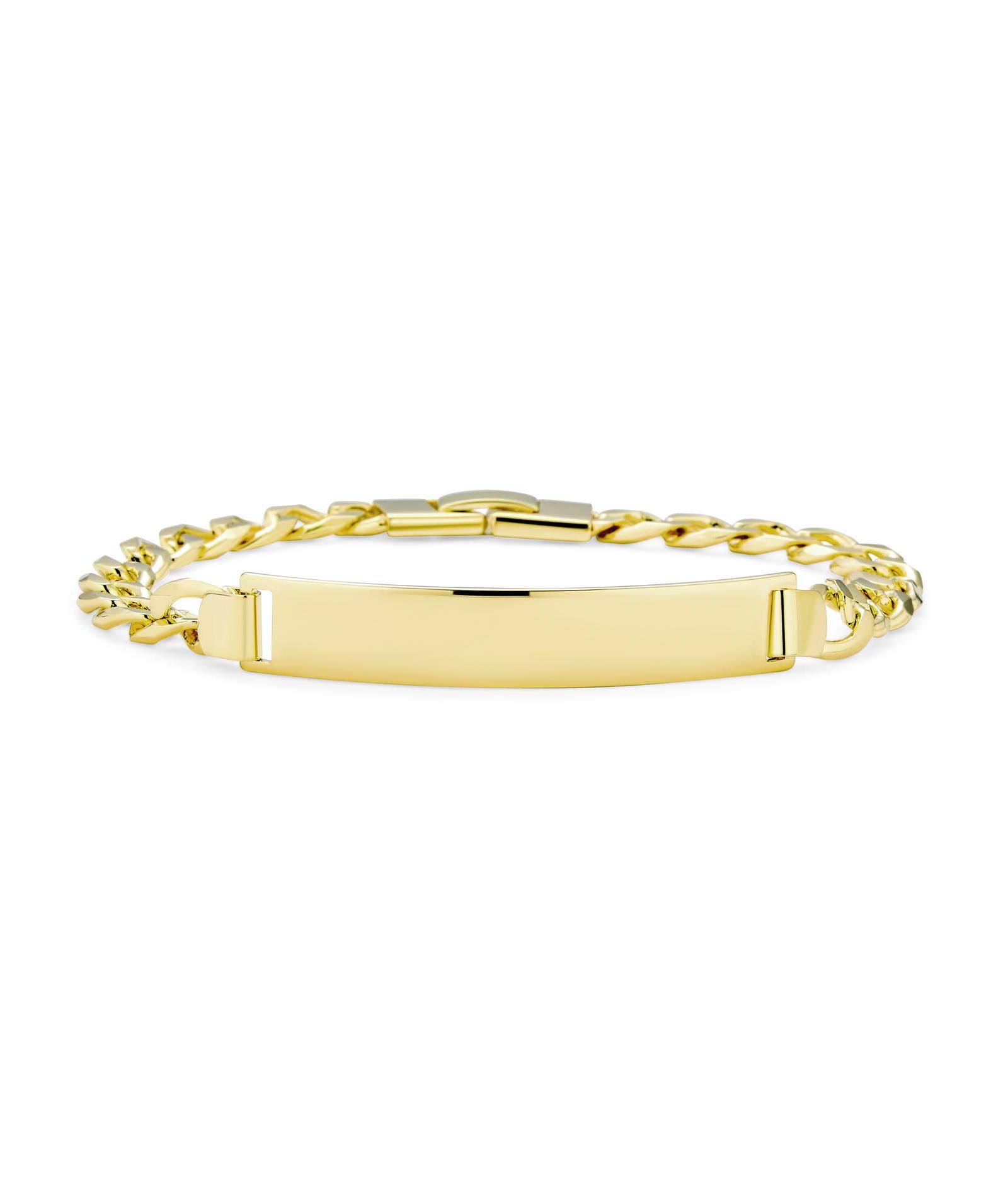 Мужской браслет Bling Jewelry с табличкой для имени, кубинская цепь, позолота, 8,5"
