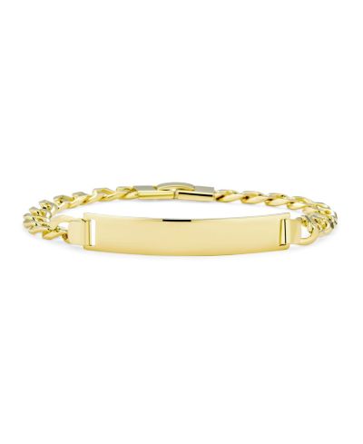 Bling Jewelry Men's Name Bar ID Cuban Curb Chain Link Bracelet Yellow Gold Plated 8.5"