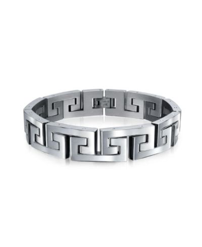 Bling Jewelry Мужской браслет с геометрическим узором Infinity Greek Key из нержавеющей стали с позолотой, 9 Inch 12MM