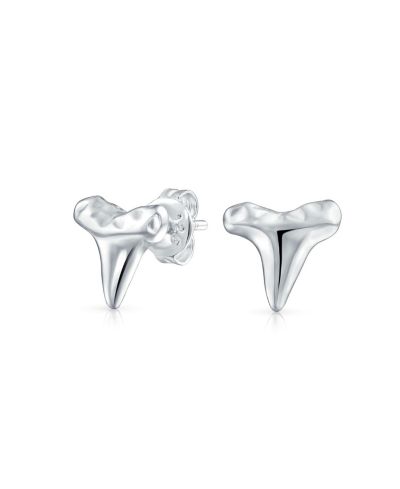 Серьги-гвоздики Bling Jewelry Hawaiian Shark Tooth из стерлингового серебра.925 с текстурой молотка