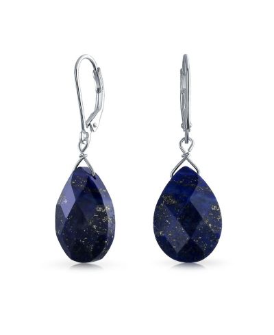 Bling Jewelry Серьги-подвески Briolette Lapis Lazuli и Amethyst в Sterling Silver