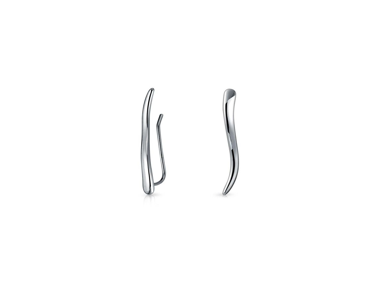 Серьги-гвоздики Bling Jewelry Minimalist Geometric Linear Wave Plated.925 Sterling