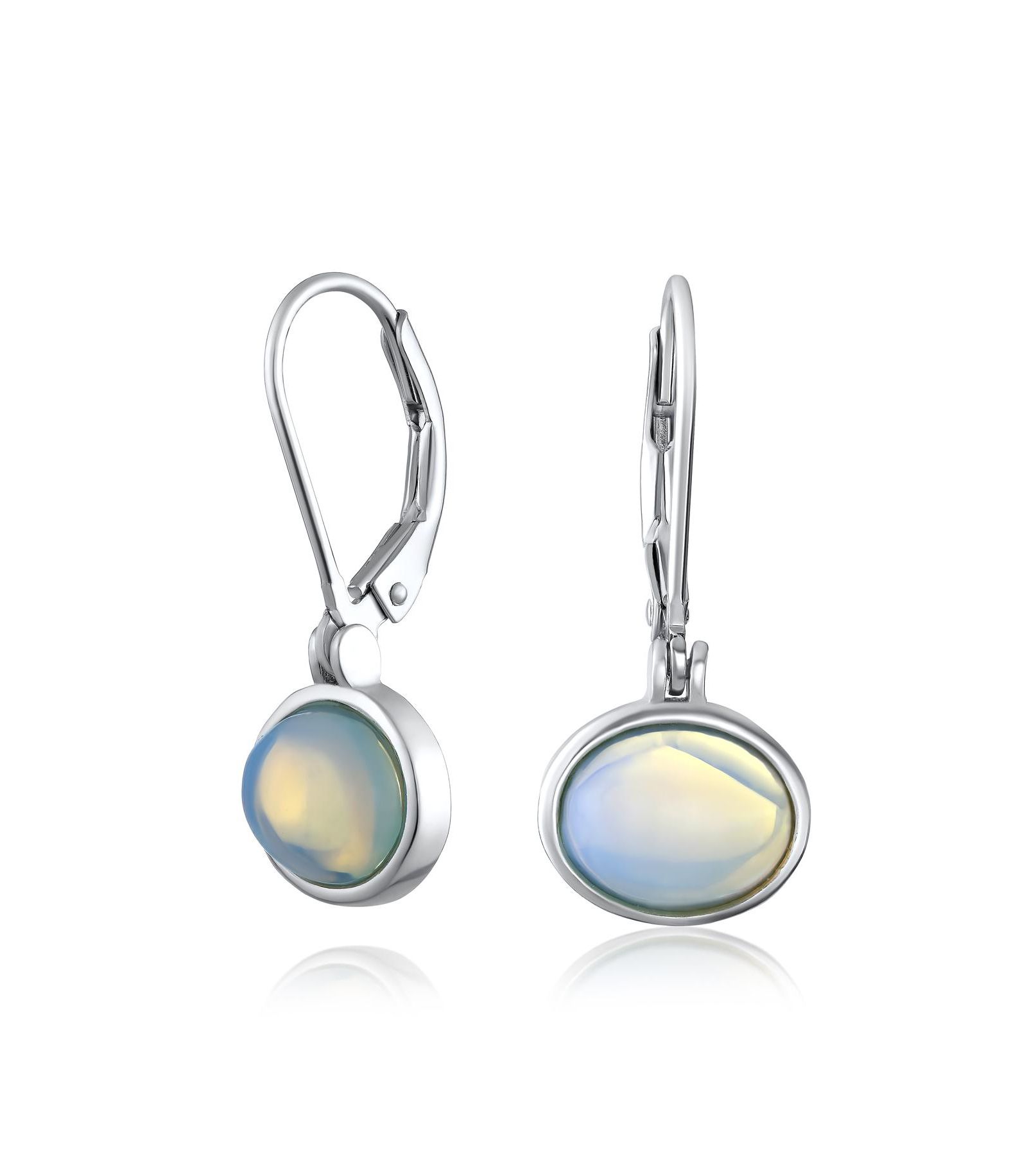 Bling Jewelry Oval Black Onyx Gemstone Drop Earrings Sterling Silver Leverback