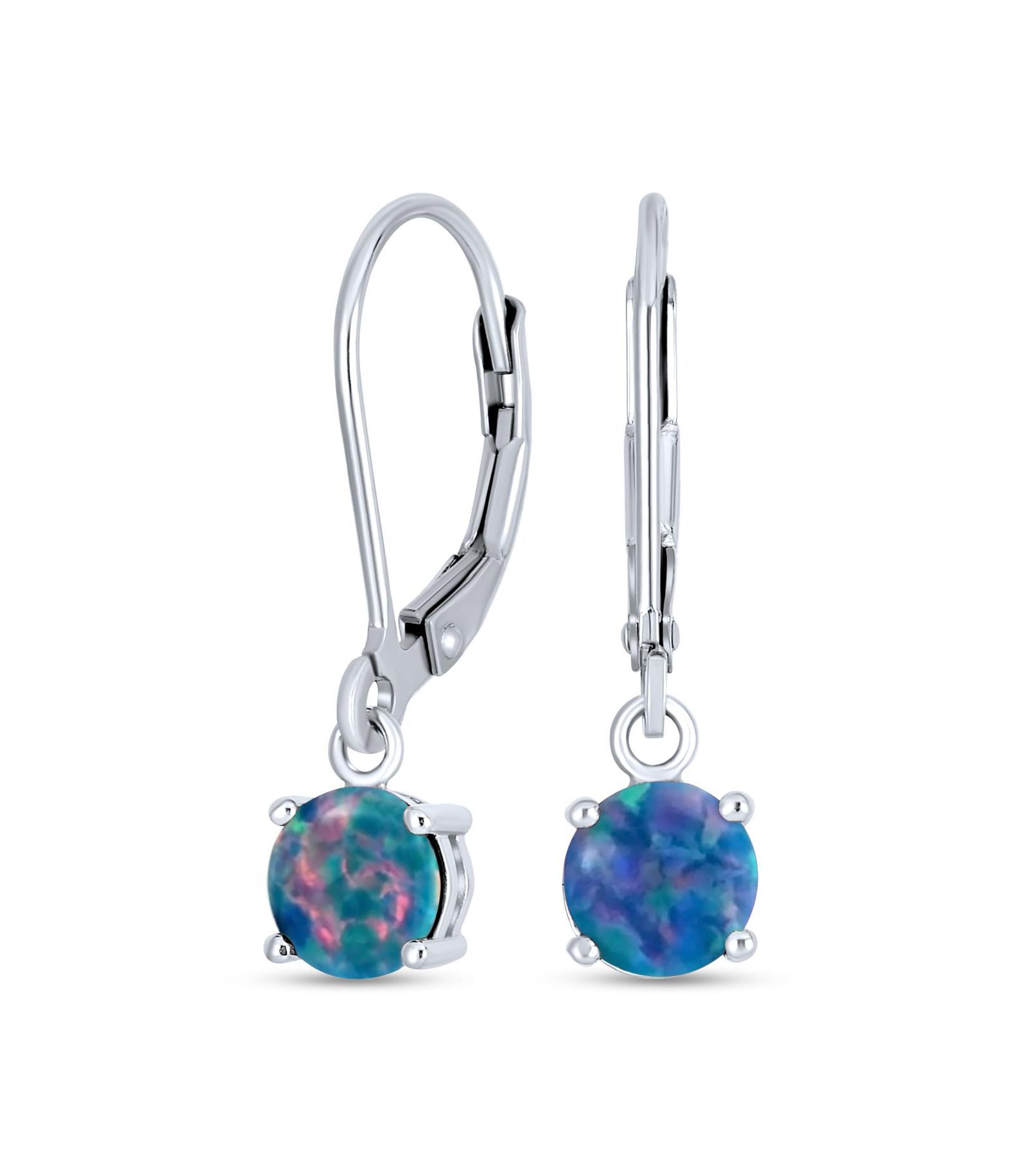Bling Jewelry Opal Solitaire Drop Earrings Sterling Silver