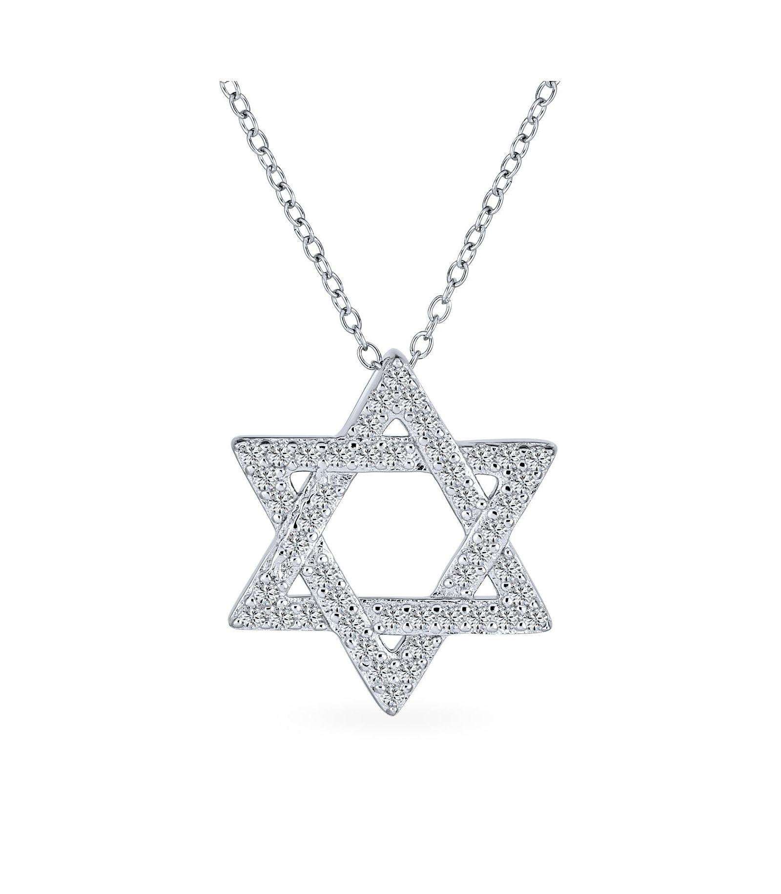 Bling Jewelry Cubic Zirconia Star of David Pendant Necklace