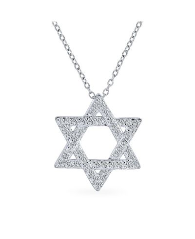 Bling Jewelry CZ Hanukkah Intertwined Star of David Pendant Necklace .925 Sterling Silver