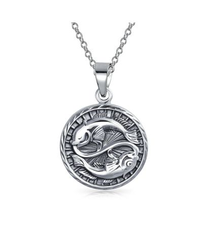 Подвеска-медальон Bling Jewelry Pisces Zodiac Sign Astrology Horoscope Round Sterling Silver