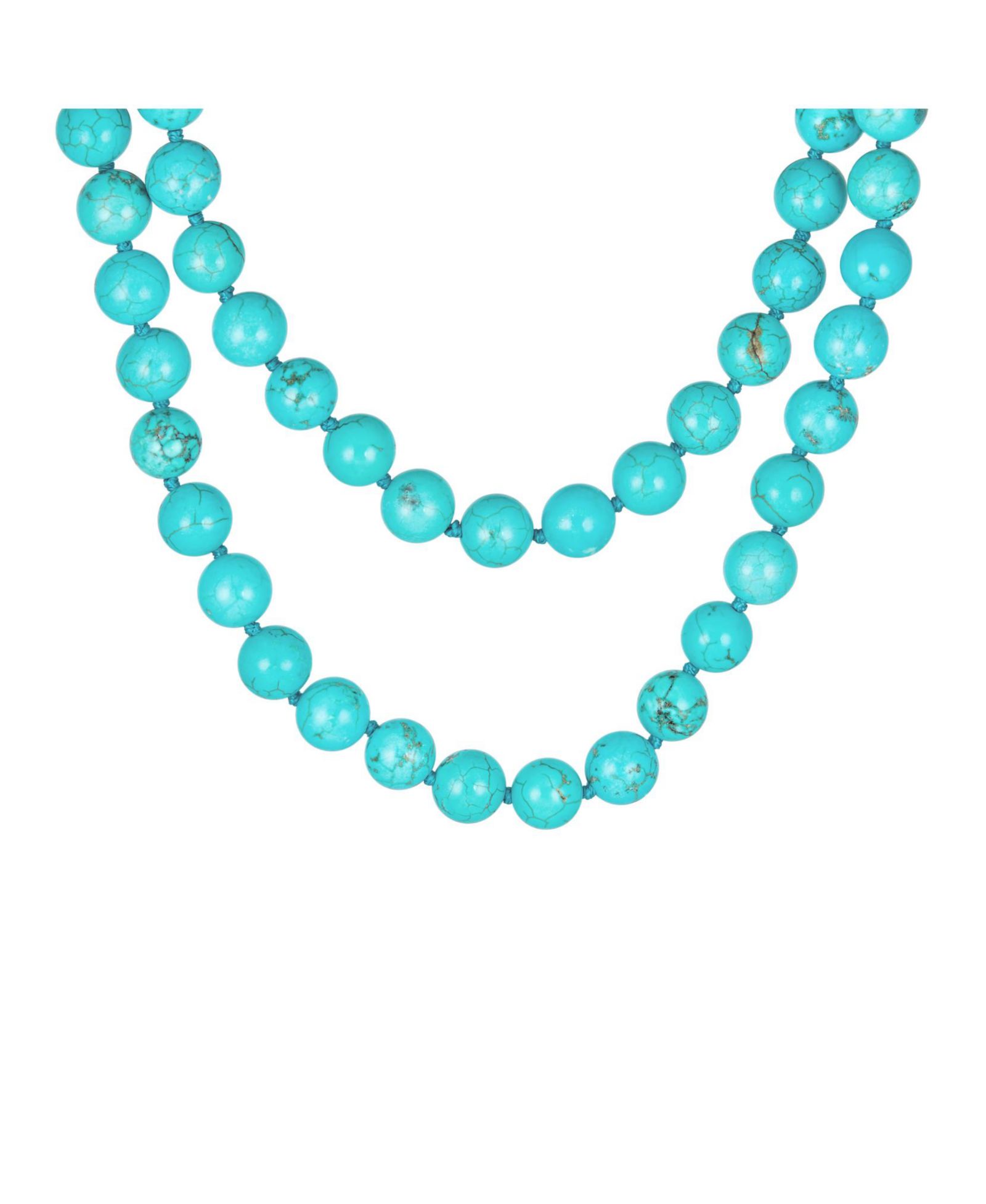 Bling Jewelry Long Strand Double Wrap Layer Blue Turquoise Necklace .925 Sterling Silver