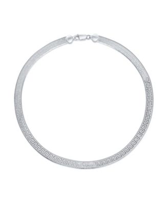 Ожерелье Bling Jewelry Flexible Reversible Flat Greek Key Sterling Silver Herringbone Collar 18 Inch