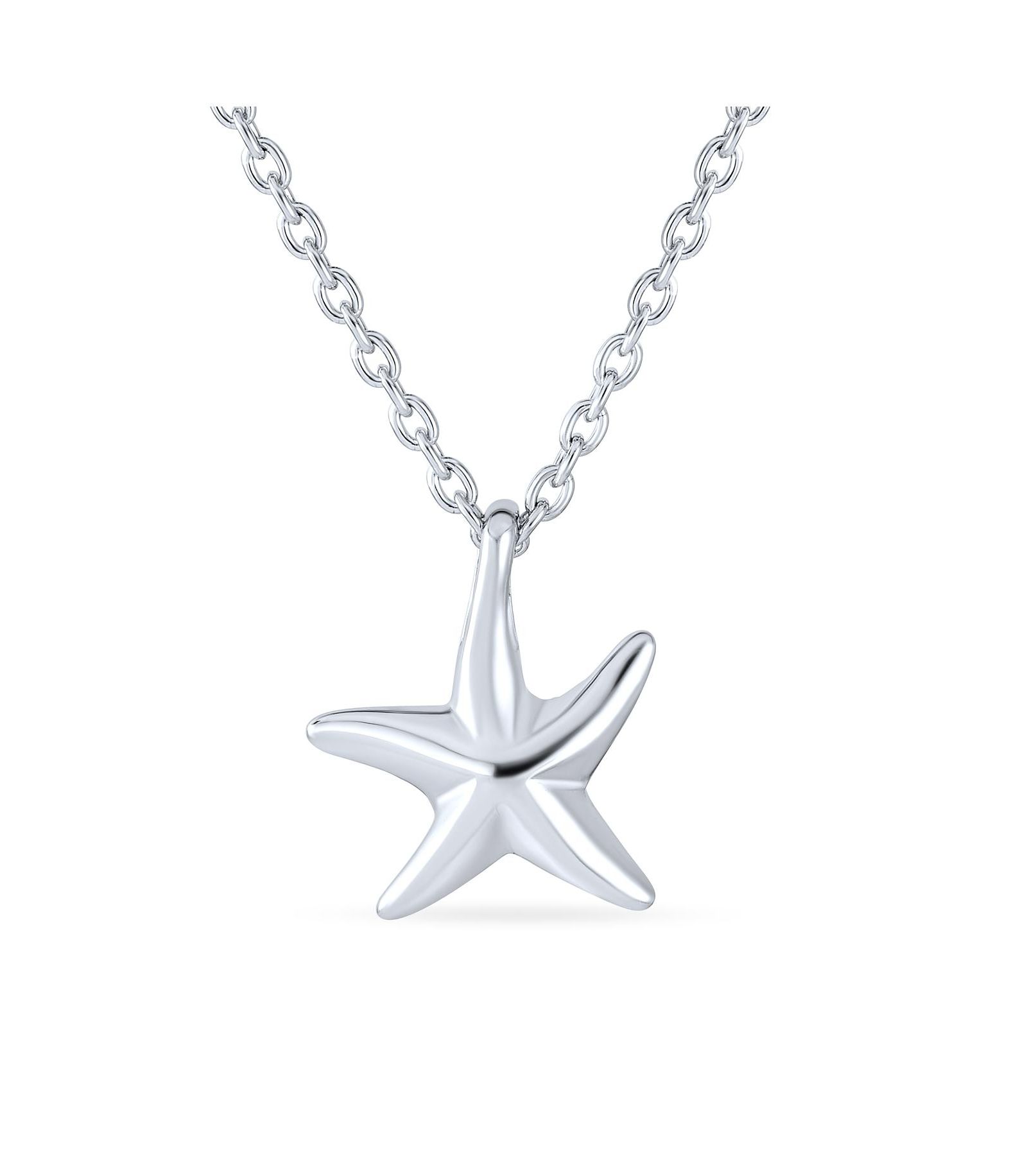 Bling Jewelry Tropical Vacation Nautical Starfish Pendant Necklace .925 Sterling Silver