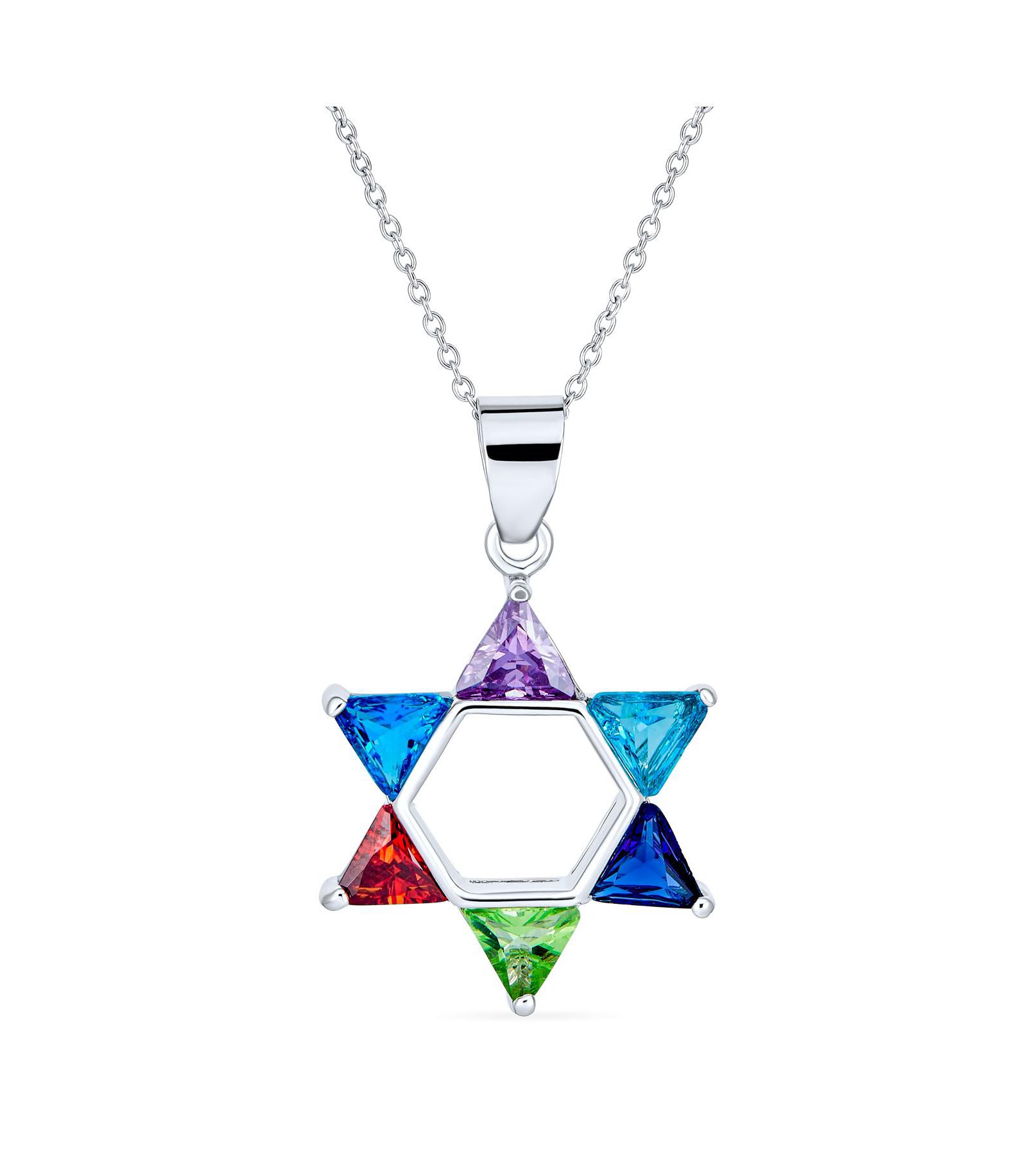 Кулон-ожерелье Bling Jewelry с звездой Давида в иудейском стиле, фианиты, стерлинговое серебро .925