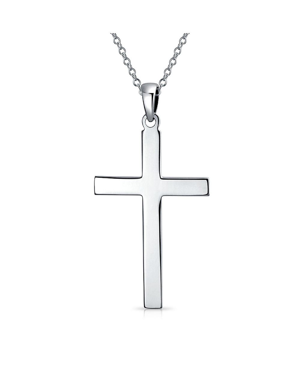 Подвеска-кулон Bling Jewelry Large Plain Simple Basic Religious Cross, Sterling Silver