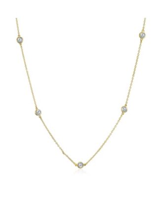 Bling Jewelry минималистичная длинная цепочка с CZ, по дюймам, из стерлингового серебра с золотым напылением, 16 18 20 24 36 дюйм