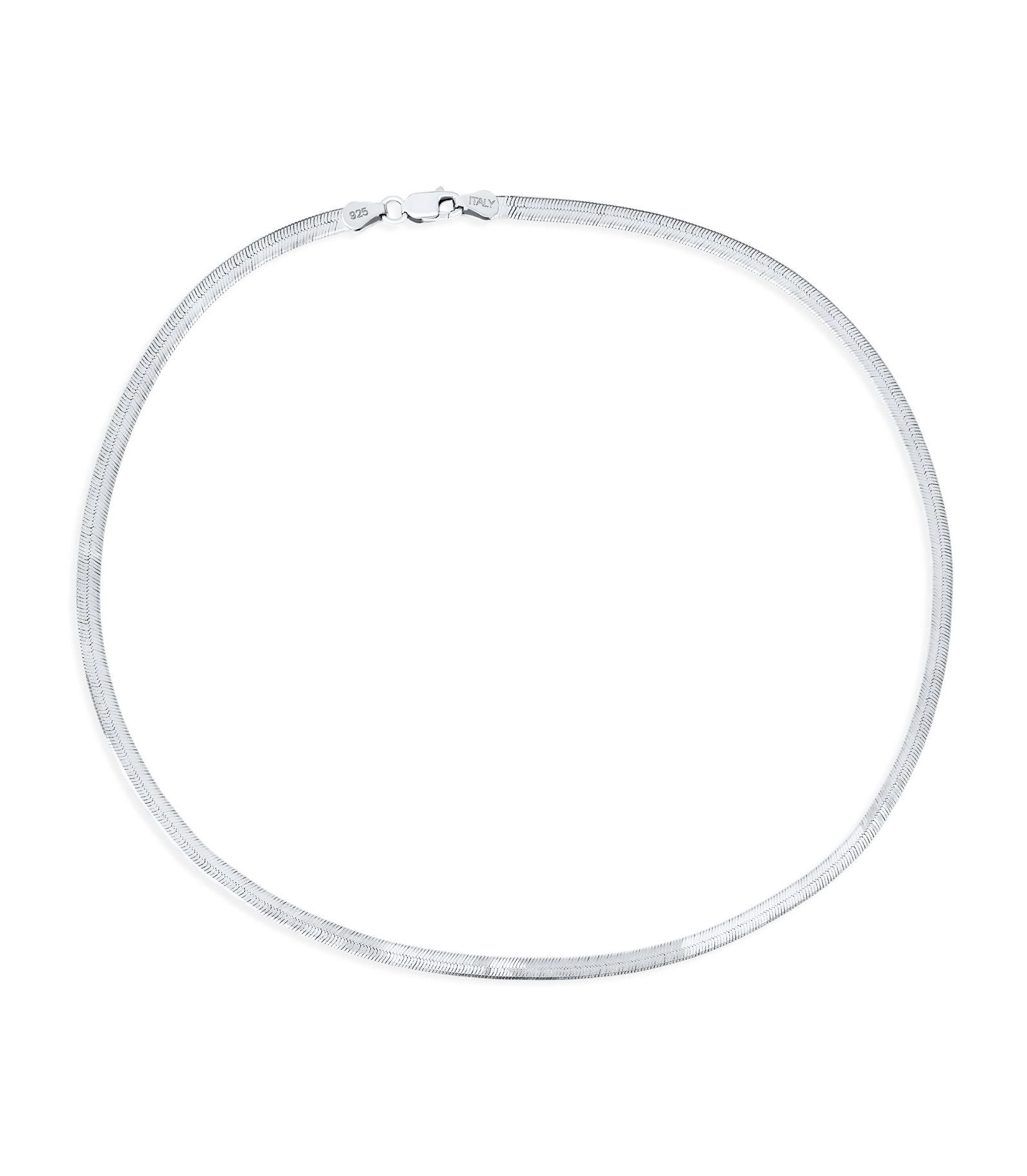 Bling Jewelry Ожерелье-чокер Omega Snake.925 Sterling Silver 3.5 mm Flat Flexible Herringbone