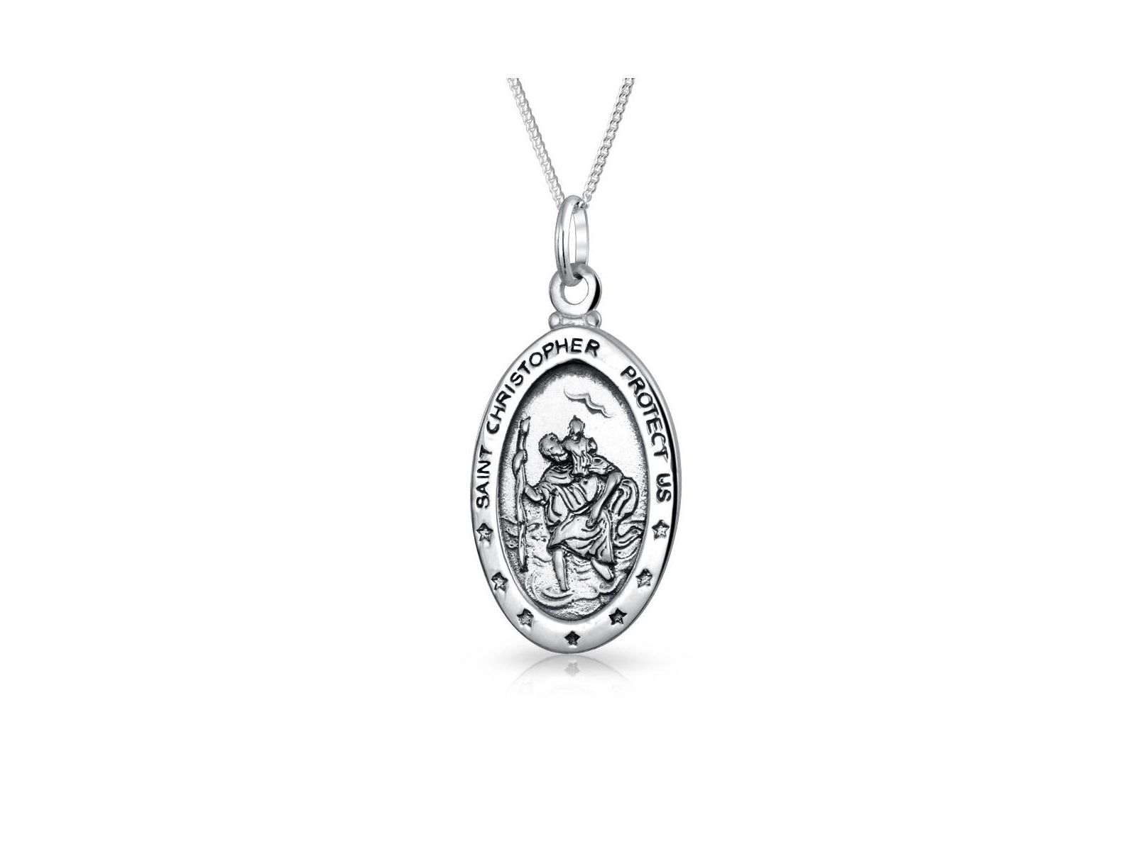 Bling Jewelry Святой Христофор Партон Безопасное Путешествие Медальон .925 Стерлинговое Серебро Кулон
