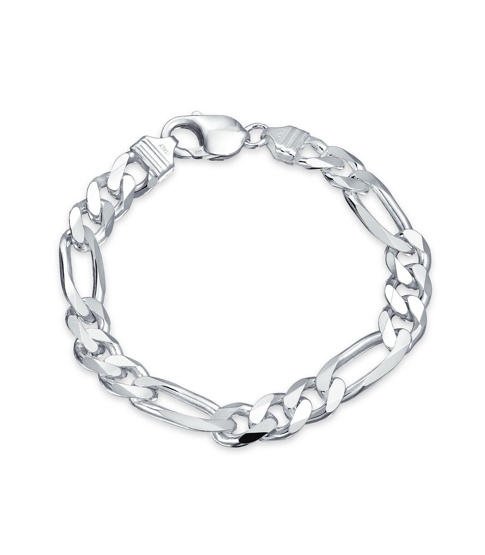 Мужской браслет Bling Jewelry из итальянской цепочки Фигаро, 9 мм, серебро 925 пробы, 8"