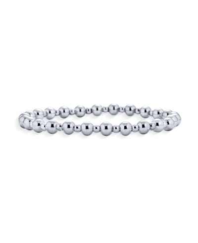 Bling Jewelry Alternating 3-5MM Ball Bead Stretch Bracelet Polished .925 Sterling Silver