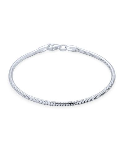 Bling Jewelry Classic .925 Sterling Silver Snake Chain Bracelet Fits European Beads 8"