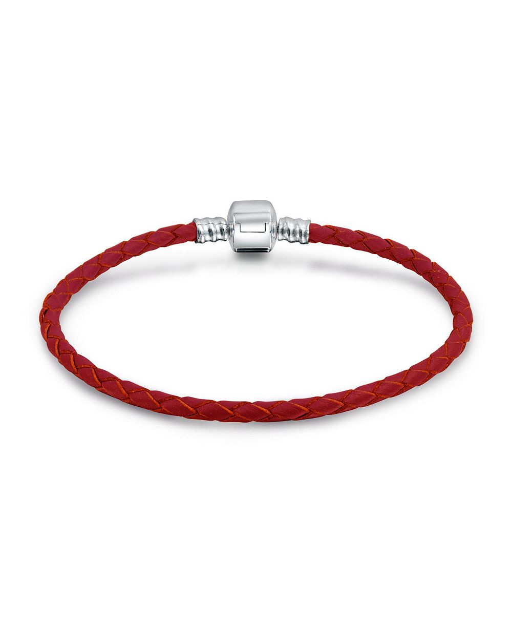 Bling Jewelry Red Braided Leather Strand Bracelet