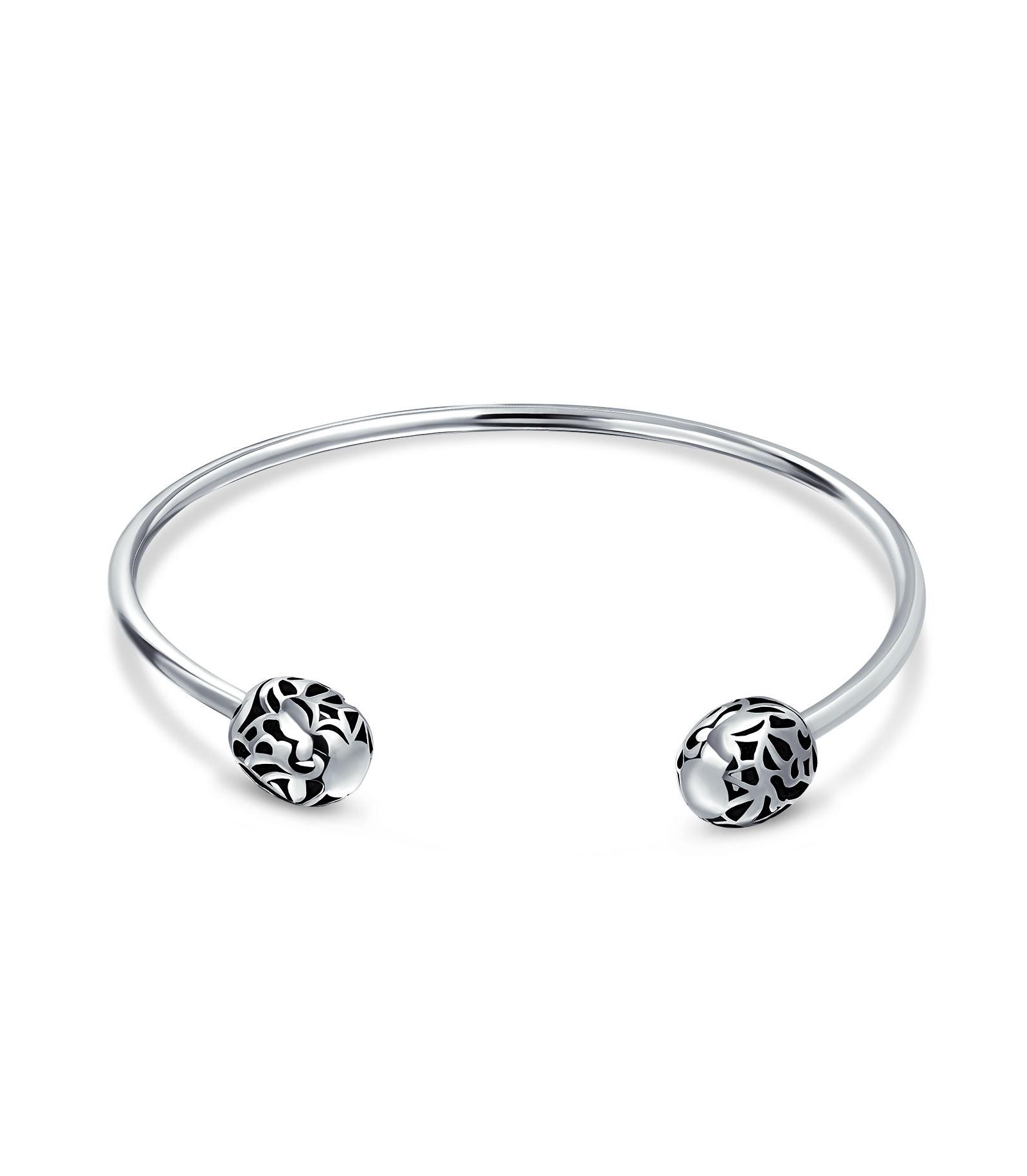 Браслет-манжета Bling Jewelry с подвесками, филигранная отделка, зажим-винт, серебро 925 пробы