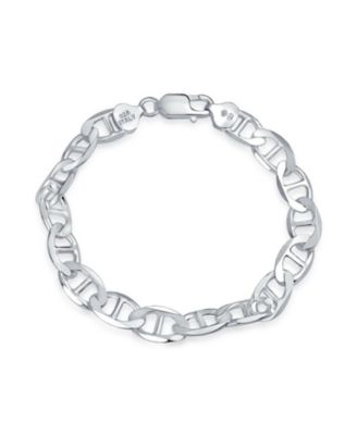 Bling Jewelry Heavy Solid .925 Sterling Silver 9MM Anchor Link Mariner Chain Bracelet 9"
