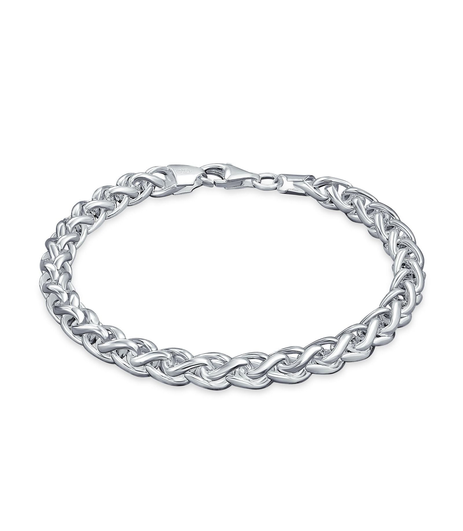 Мужской браслет Bling Jewelry Rope Chain.925 Sterling Silver 6MM, 8.5 Inch