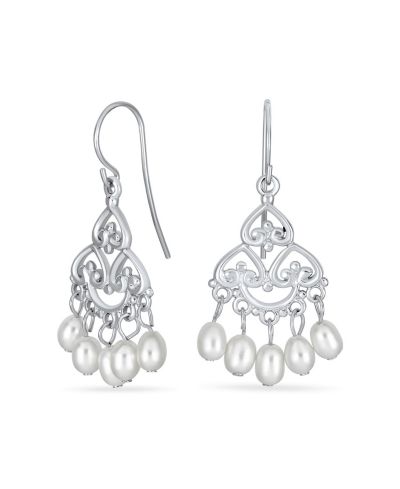 Bling Jewelry Белые жемчужные серьги-люстры из стерлингового серебра