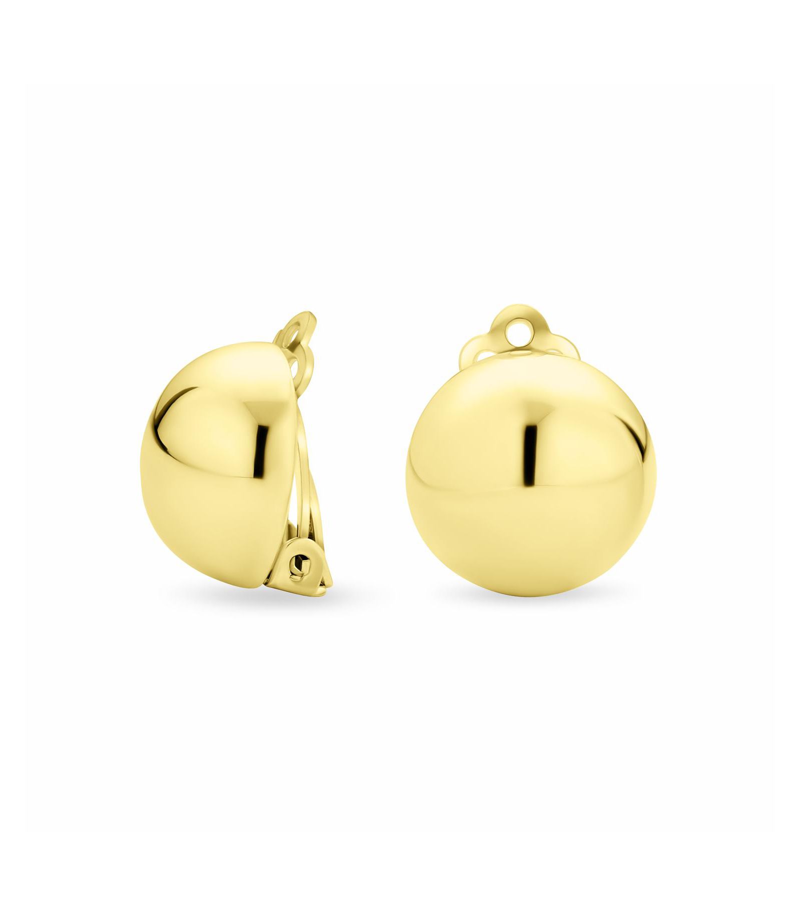 Bling Jewelry Button Style Round Ball Dome Clip On Earrings Gold Plated Sterling Silver