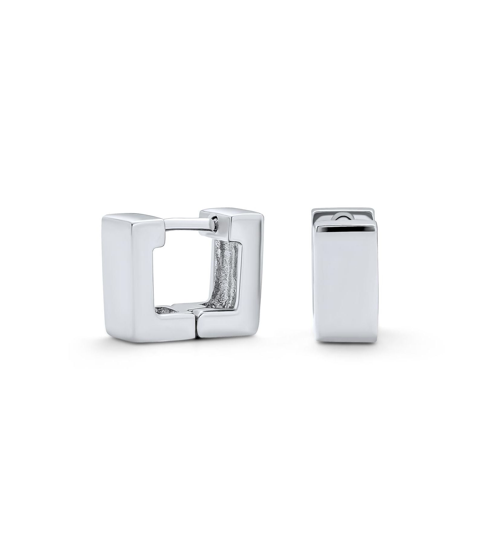 Серьги-кольца Bling Jewelry Contoured Square Huggie Hoop Sterling